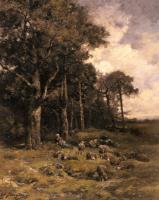 Charles Emile Jacque - Shepherdess Resting With Her Flock